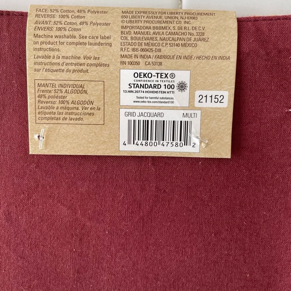 Autumn Harvest Placemats Grid Jacquard Pumpkin Fall Leaves Set of Four 13”x19”